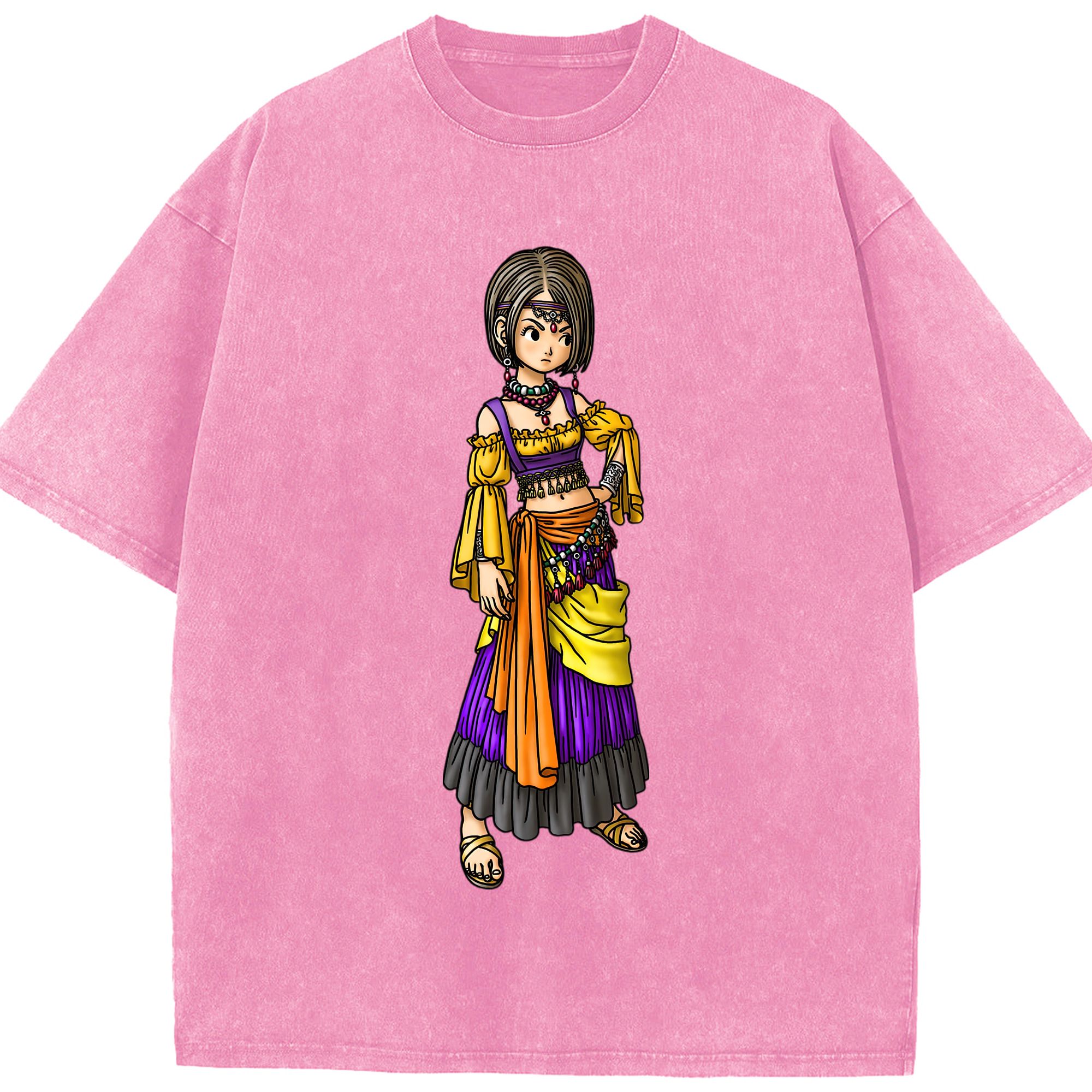 （画像用） ドラゴンクエスト Doragon Kuesuto Dragon Quest 綿100% ヴィンテージ風 半袖Tシャツ（フロントプリント）